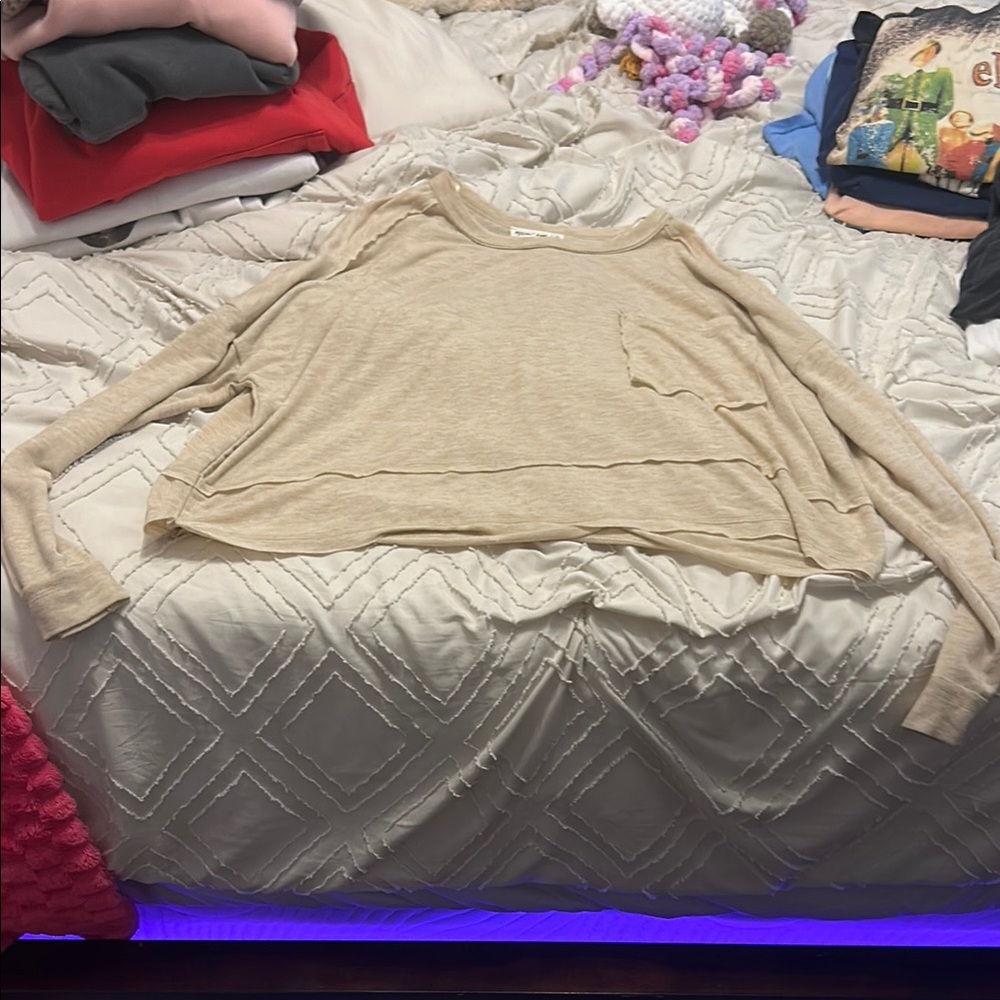 Women's Beige Long Sleeve Top